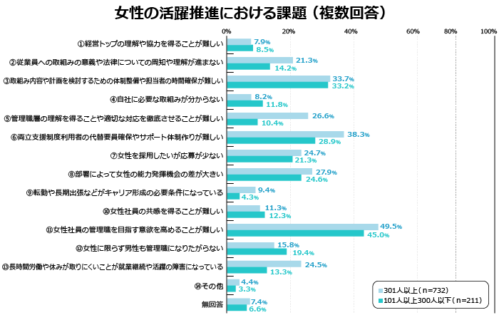 女性の活躍推進における課題