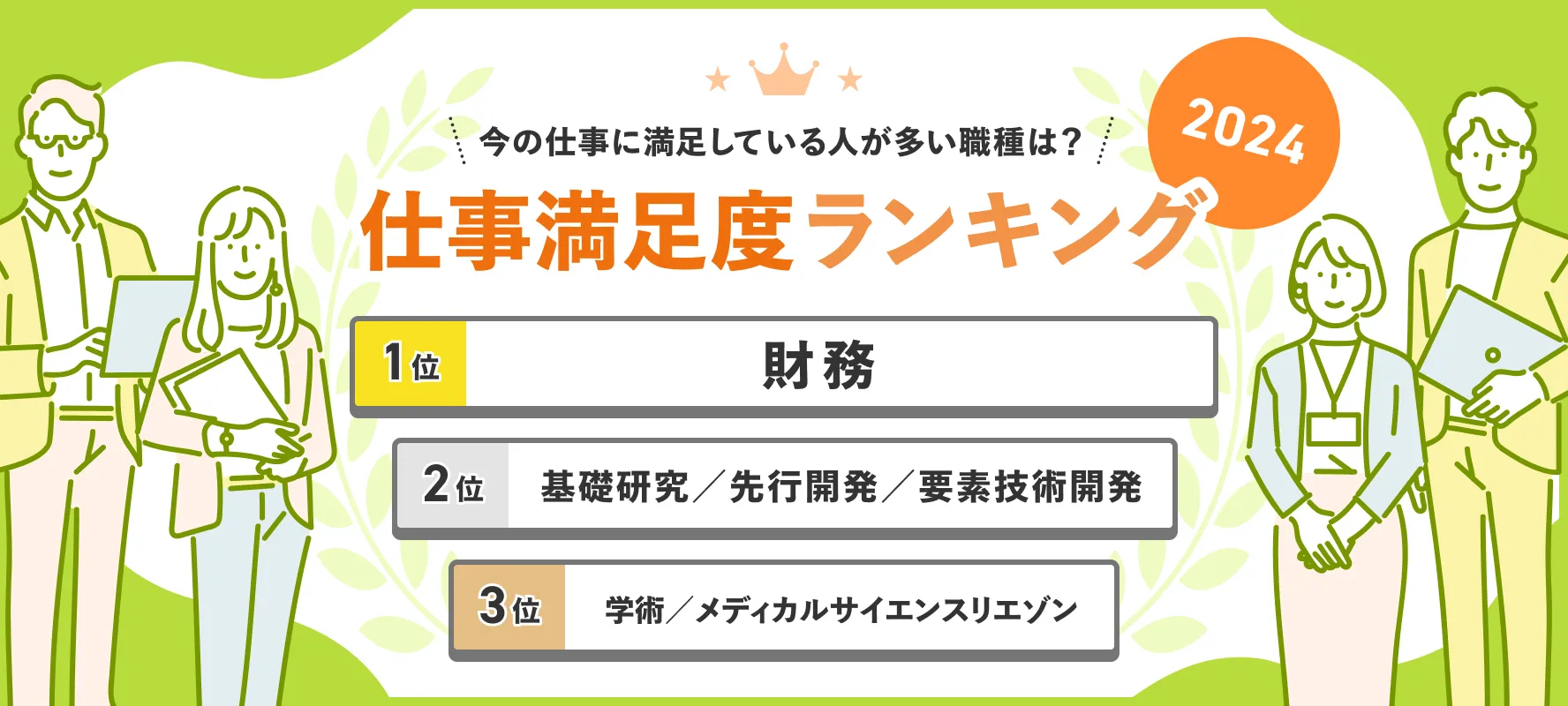 仕事満足度ランキング総合1位は「財務」